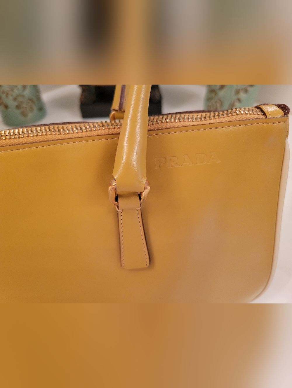 Prada Mustard Yellow Leather Handbag - Picture 7 of 16